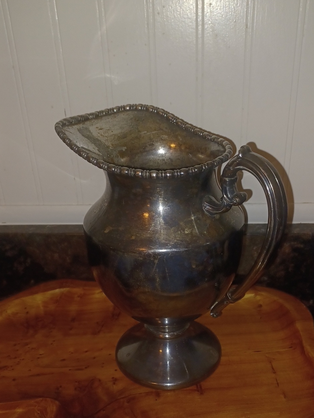 Vintage Mid-Century Lehman Brothers Silver on Copper Pedestal Water Pitcher